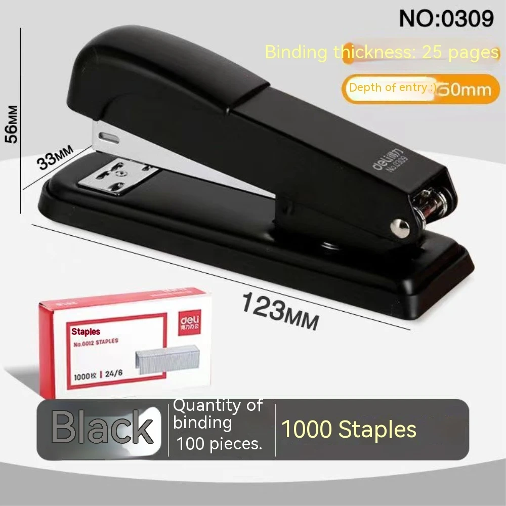 Manual Stapler 25 Sheets Effortless Stapler Paper Book Binding Stapling Machine School Office Supplies with 1000 Staples