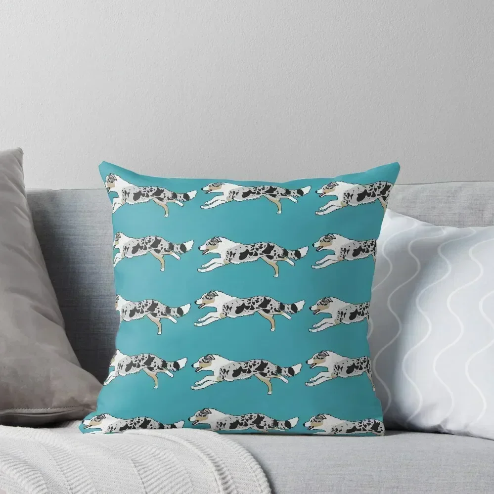 

Blue Merle Tri Border Collie Running Throw Throw Pillow Embroidered Cushion Cover Cushion Cover Pillow Cover pillow