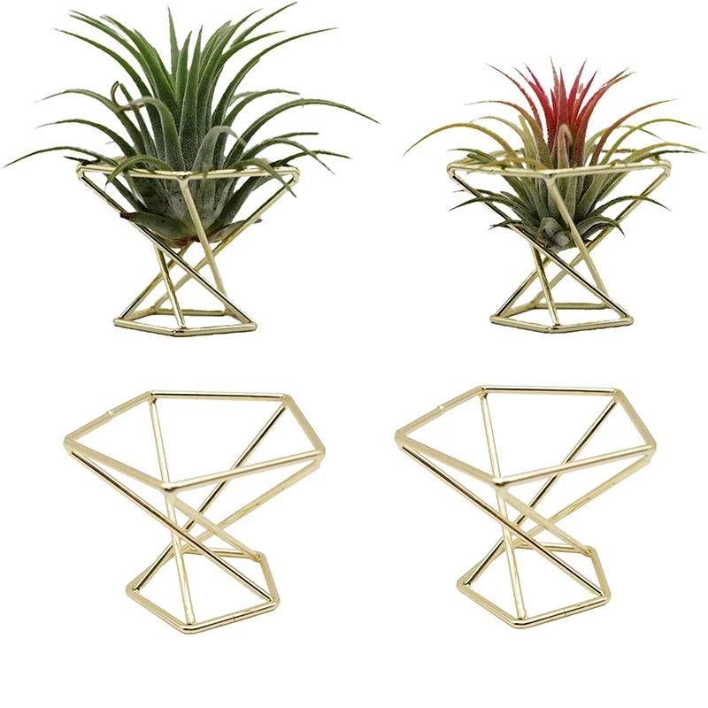 4 Pcs Geometric Air Plant Holder Airplants Rack Metal Plants Stand Planter Shelves Himmeli Decor Tillandsia Containers