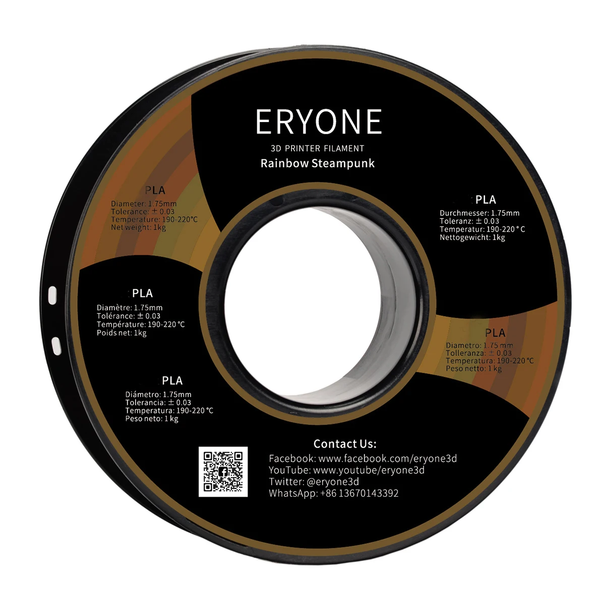 Eryone nouveau filament PLA arc-en-ciel multicolore bobine parfaite 1.75mm 1KG Texture pour imprimante 3d haute qualité expédition rapide