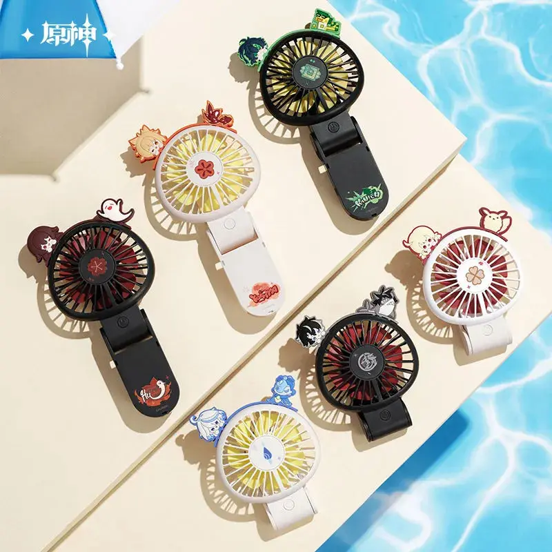[Genuine] miHoYo Game Genshin Impact Foldable Portable Handheld Small Fan Klee Wriothesley Furina Ornament Cosplay Xmas Gifts