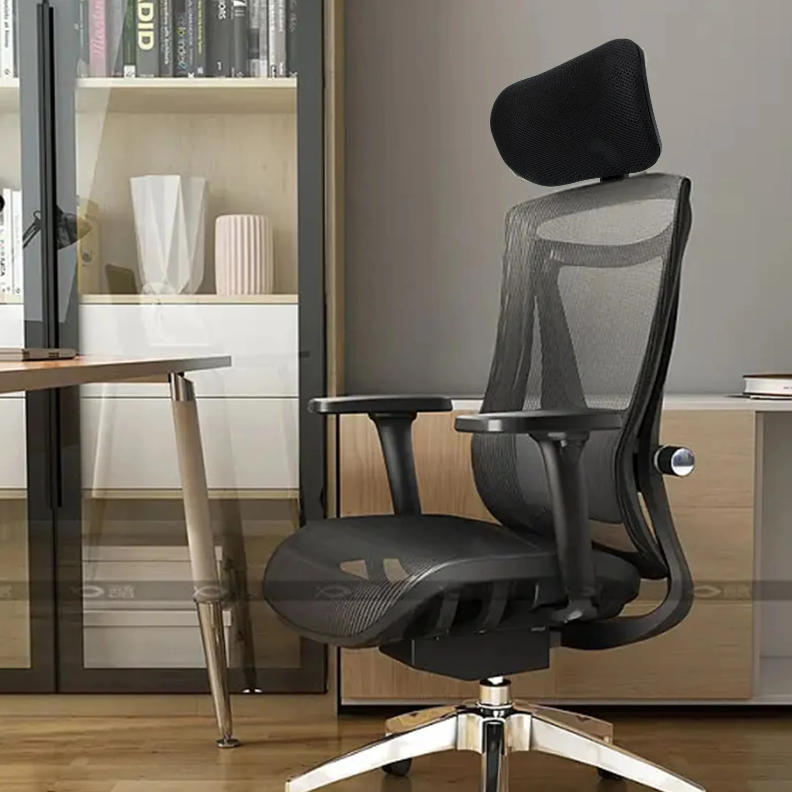 Office Chair Headrest Adjustable Breathable Mesh Computer Chair Head Pillow Neck Support Detachable Retrofit Office Accessory