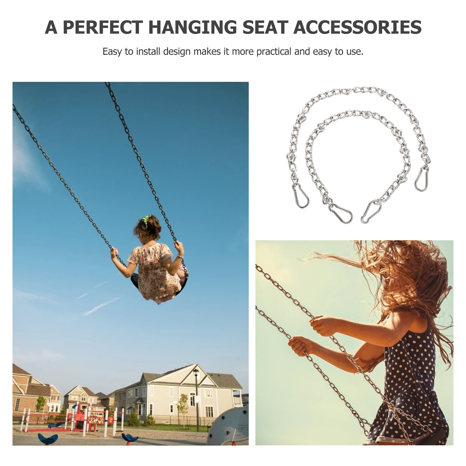 

2pcs Load Bearing Chains Heavy Duty Outdoor Swing Chair Hammock Hanging Kit Stainless Steel Extension Strap For Tree Hammock