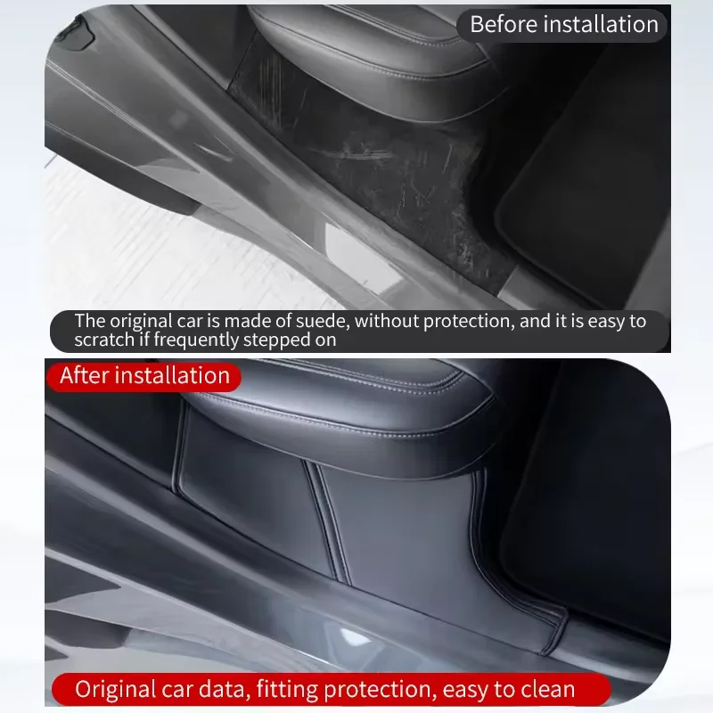 Car Door Sill Protector Set for Tesla Model Y Microfiber Leather Anti Scratch Kick Pad Threshold Protection Guard Strip Interior