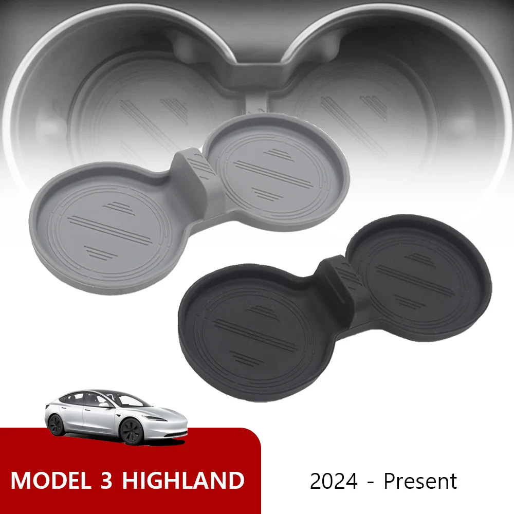 

For 2024 Tesla Model 3 highland Water Cup Mat Coasters Slots Non-Slip Mat Waterproof Drink Pad Car Silicone Interior Accessories