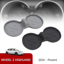 For 2024 Tesla Model 3 highland Water Cup Mat Coasters Slots Non-Slip Mat Waterproof Drink Pad Car Silicone Interior Accessories