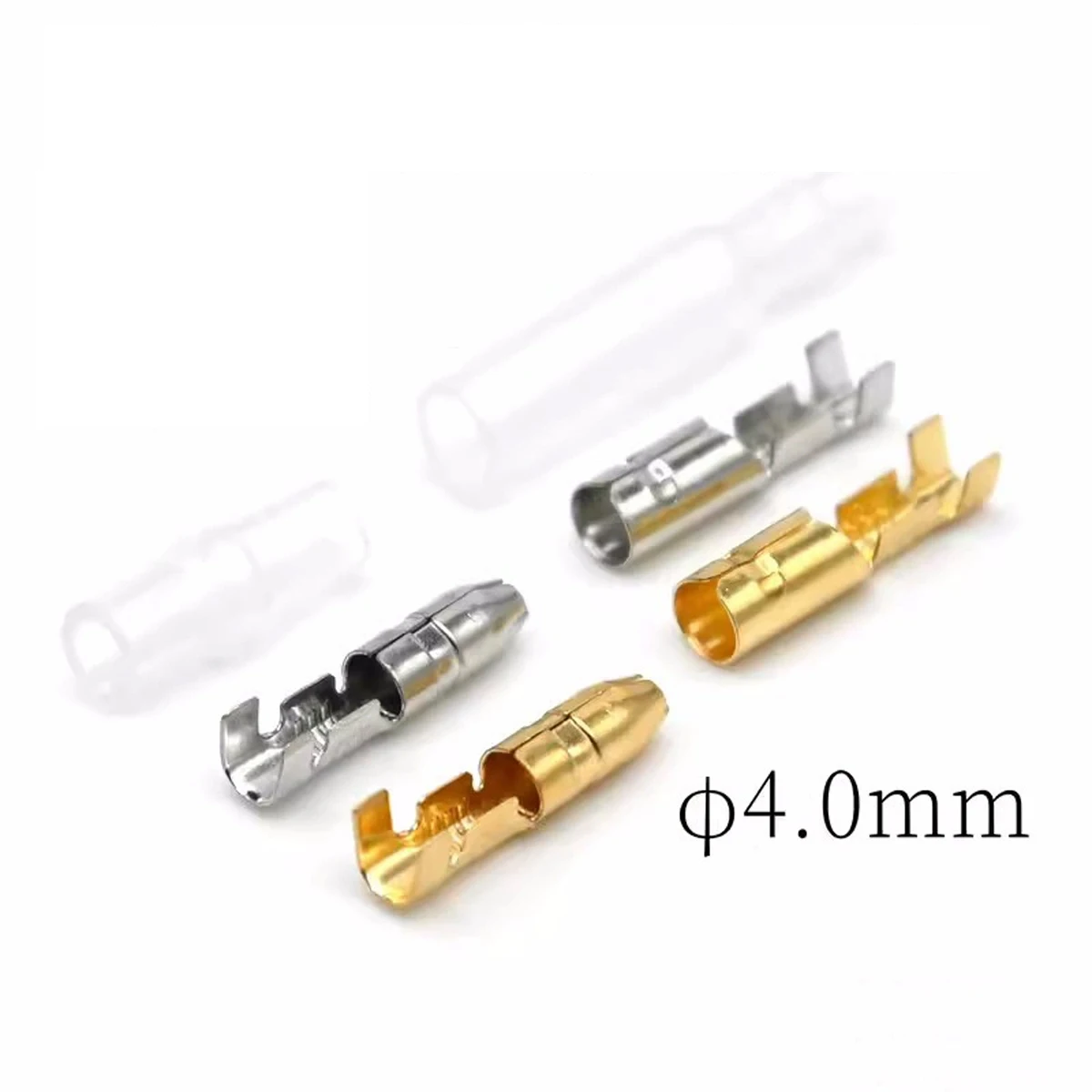 20/50pcs Brass 4.0mm Bullet Connectors Male Female Crimp Terminals with Insulating Sleeves for 0.75-2.5mm²Electrical Wire Splice