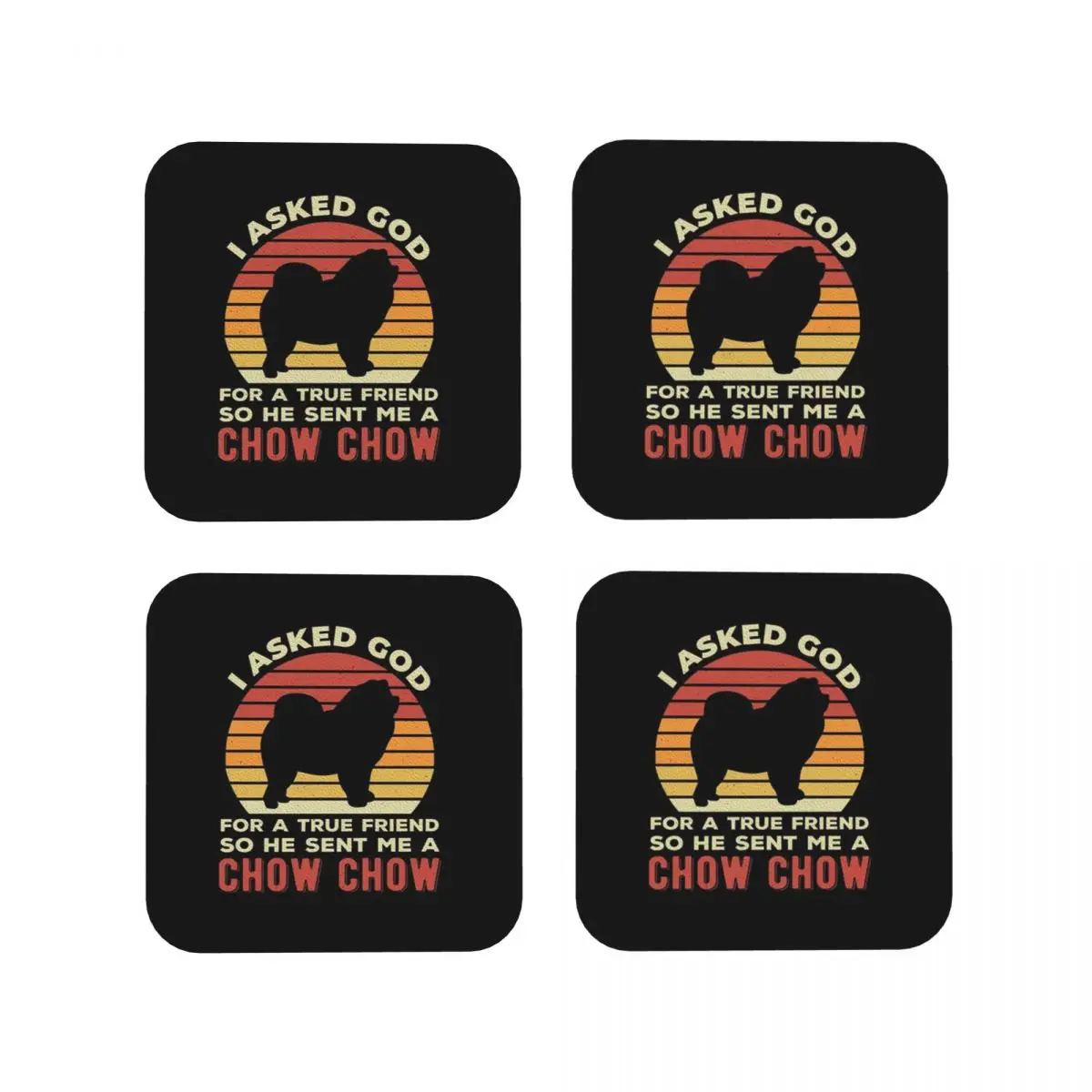 

Chow Chow Coasters Kitchen Placemats Non-slip Insulation Cup Coffee Mats For Decor Home Tableware Pads Set of 4