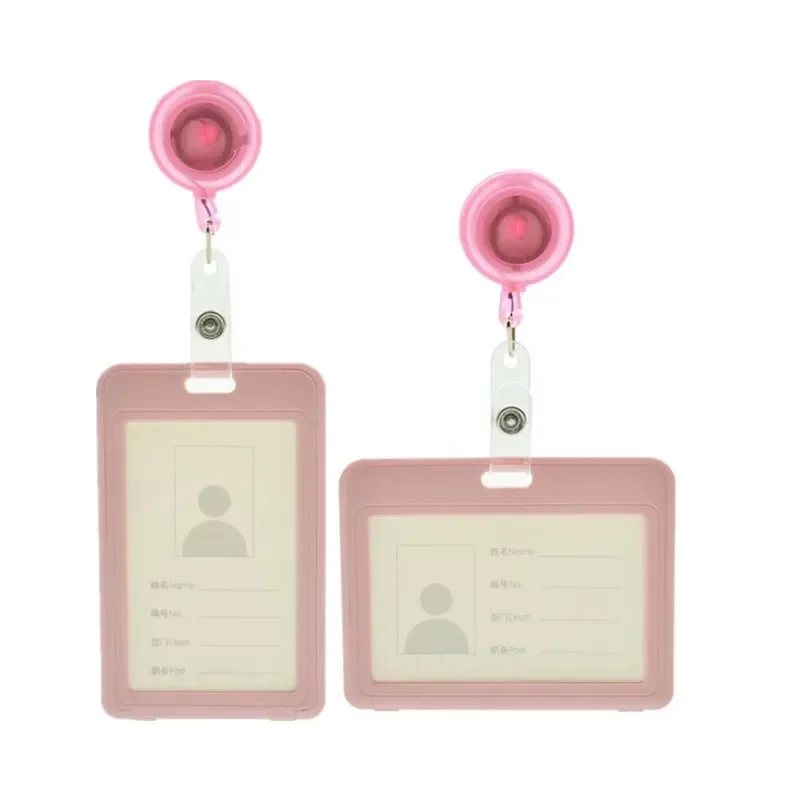 

Candy Color Plastic Working Permit Case Badge Holder for Staff Workers Pass Work Card Cover with Badge Reel Retractable Clip