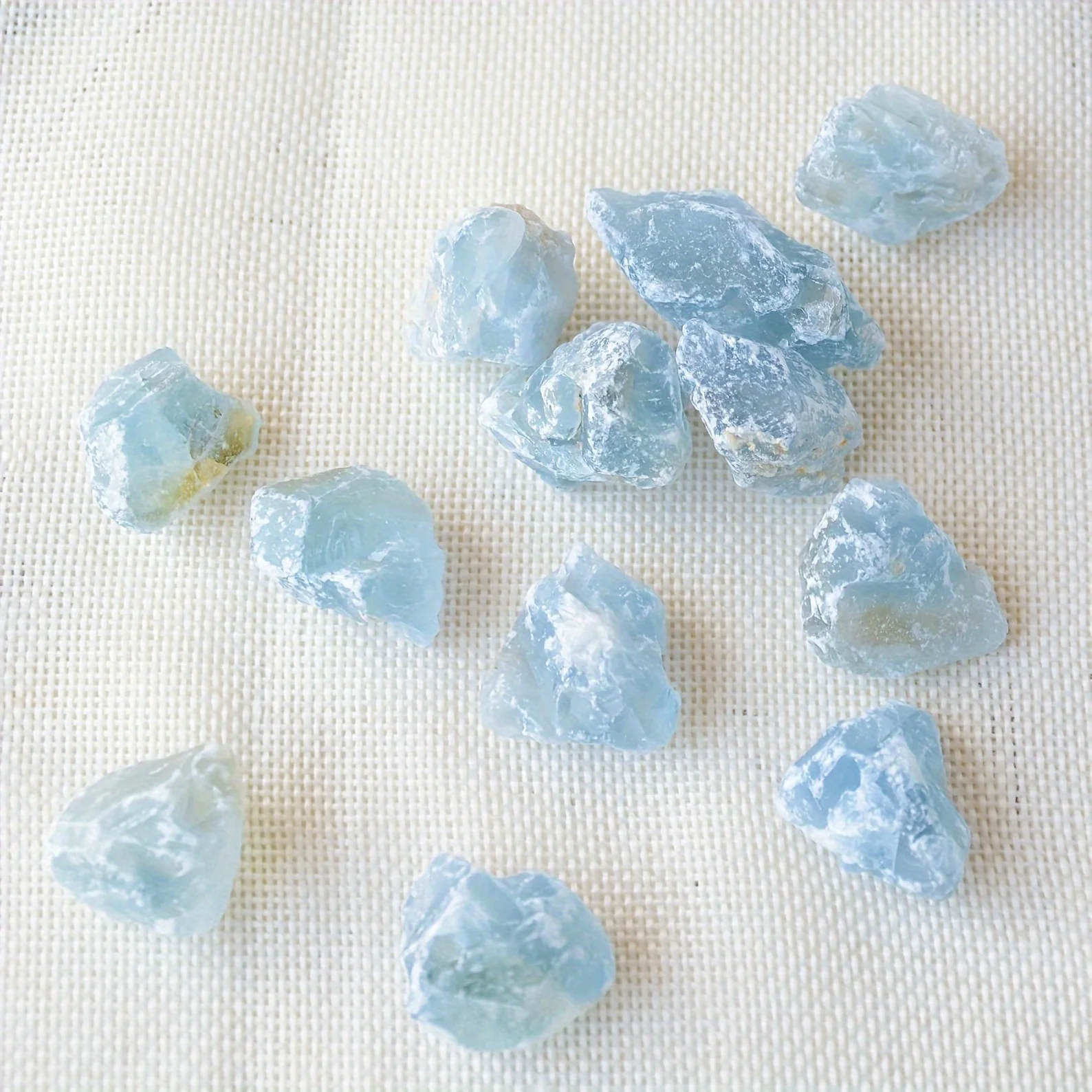 الأحجار الخام Celestite ، قطع الخام الصغيرة ، Celestite ، نقاط ، بلورات زرقاء #4