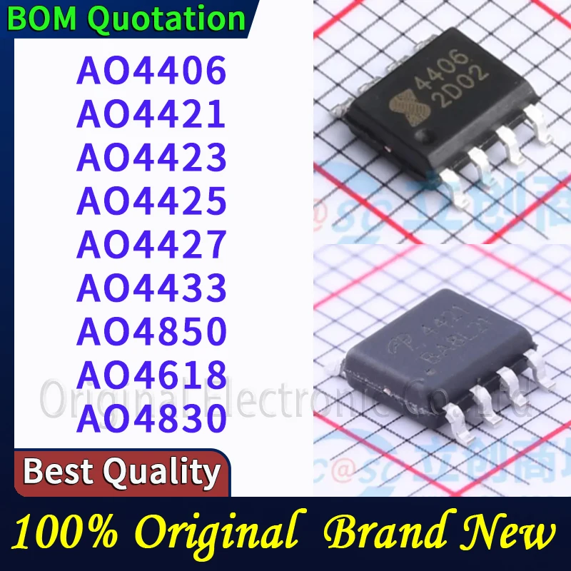 

5 шт./лот AO4406 AO4421 AO4423 AO4425 AO4427 AO4433 AO4850 AO4618 AO4830 В наличии Оригинальные высококачественные компоненты