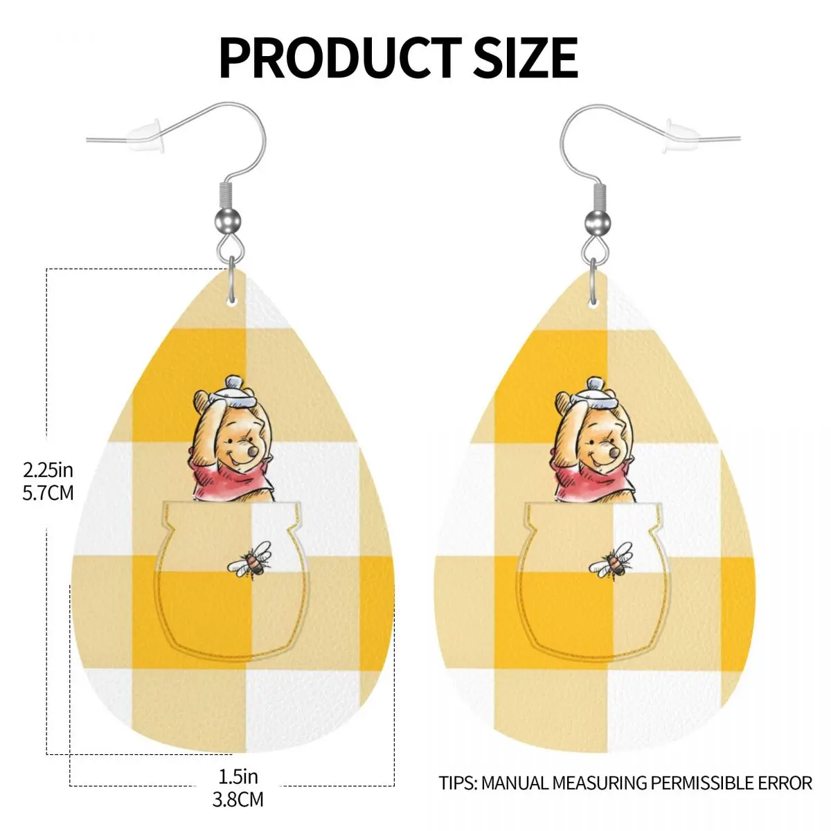 Custom Winnie The Pooh PVC Leather Earrings Dangle Earrings Jewelry For Women For Wife Mother Gift view 4