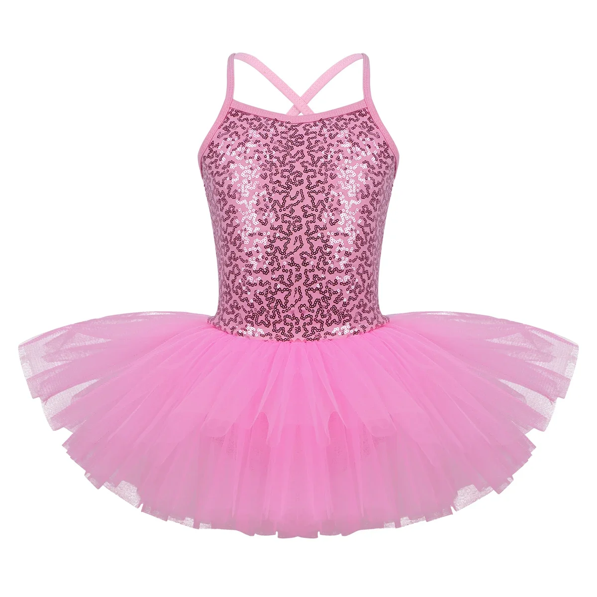 Vestido de Ballet con tutú para niñas, vestido de bailarina profesional sin mangas con lentejuelas, leotardos de gimnasia, baile y fiesta