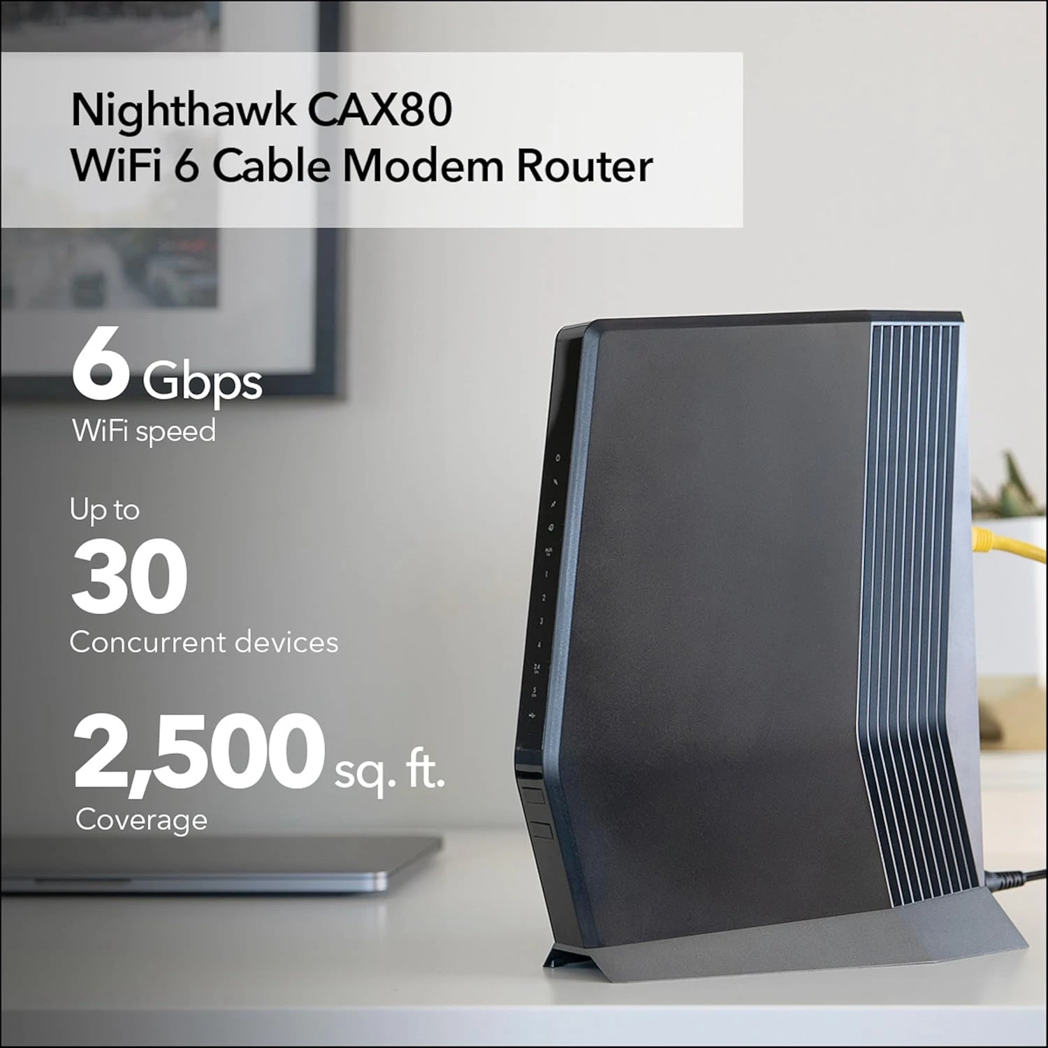 Cable Modem with Built-in WiFi 6 Router (CAX80) - Compatible All Major Providers incl. Xfinity, Spectrum,Cox Plans Up to 6Gbps