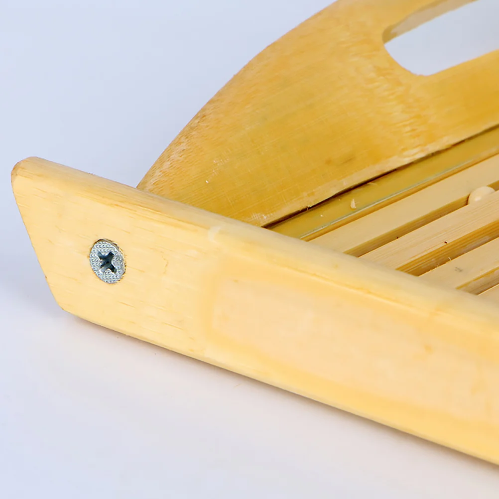 

1Pcs Bamboo Tray with Handle Solid Crafted Fruit and Vegetable Holder Hollow Out Storage Plate for Dining Table Use