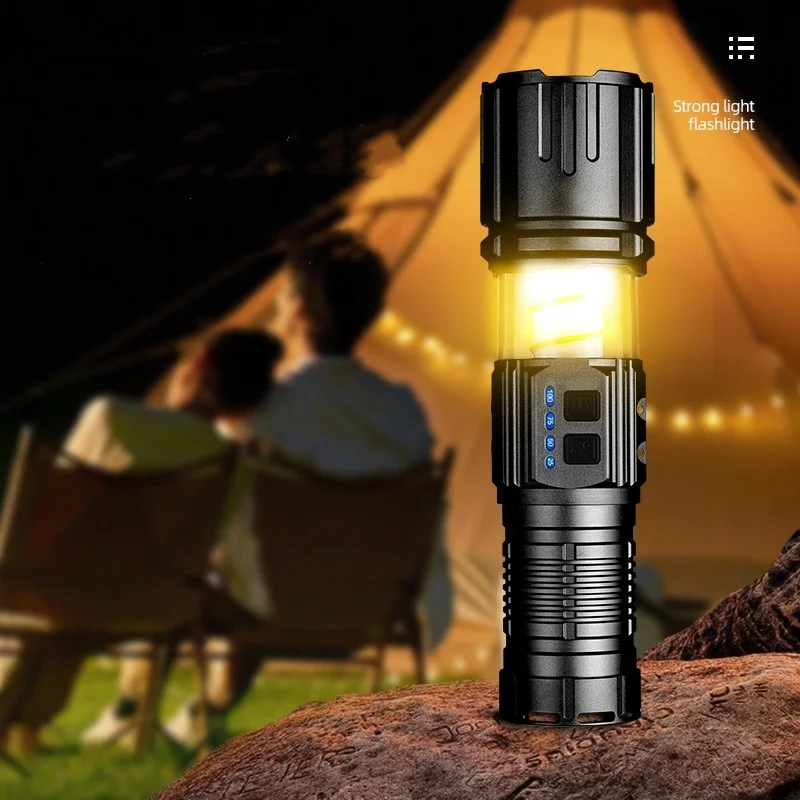 

New white laser patrol flashlight with dual switches - outdoor high-intensity light camping lamp, camping atmosphere lamp