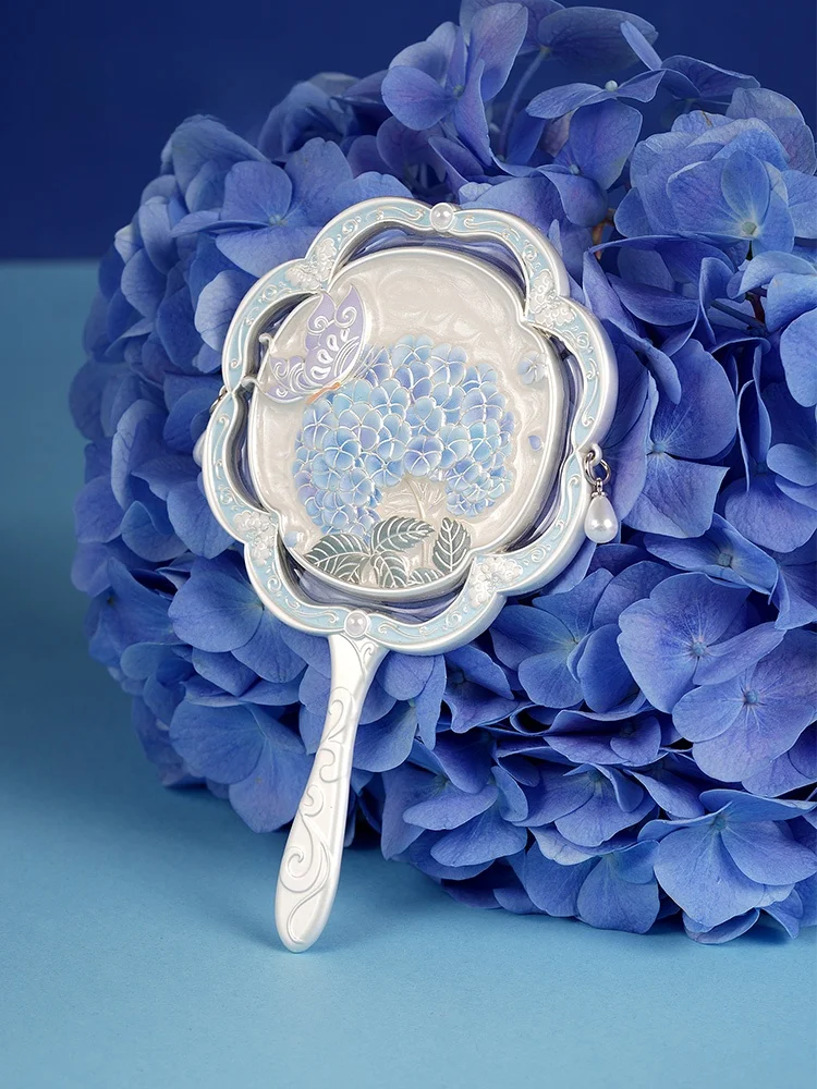 Portable Handheld Floral Handle Mirror Museum Creative Cultural Gift Elegant Compact Makeup Mirror National Museum of China