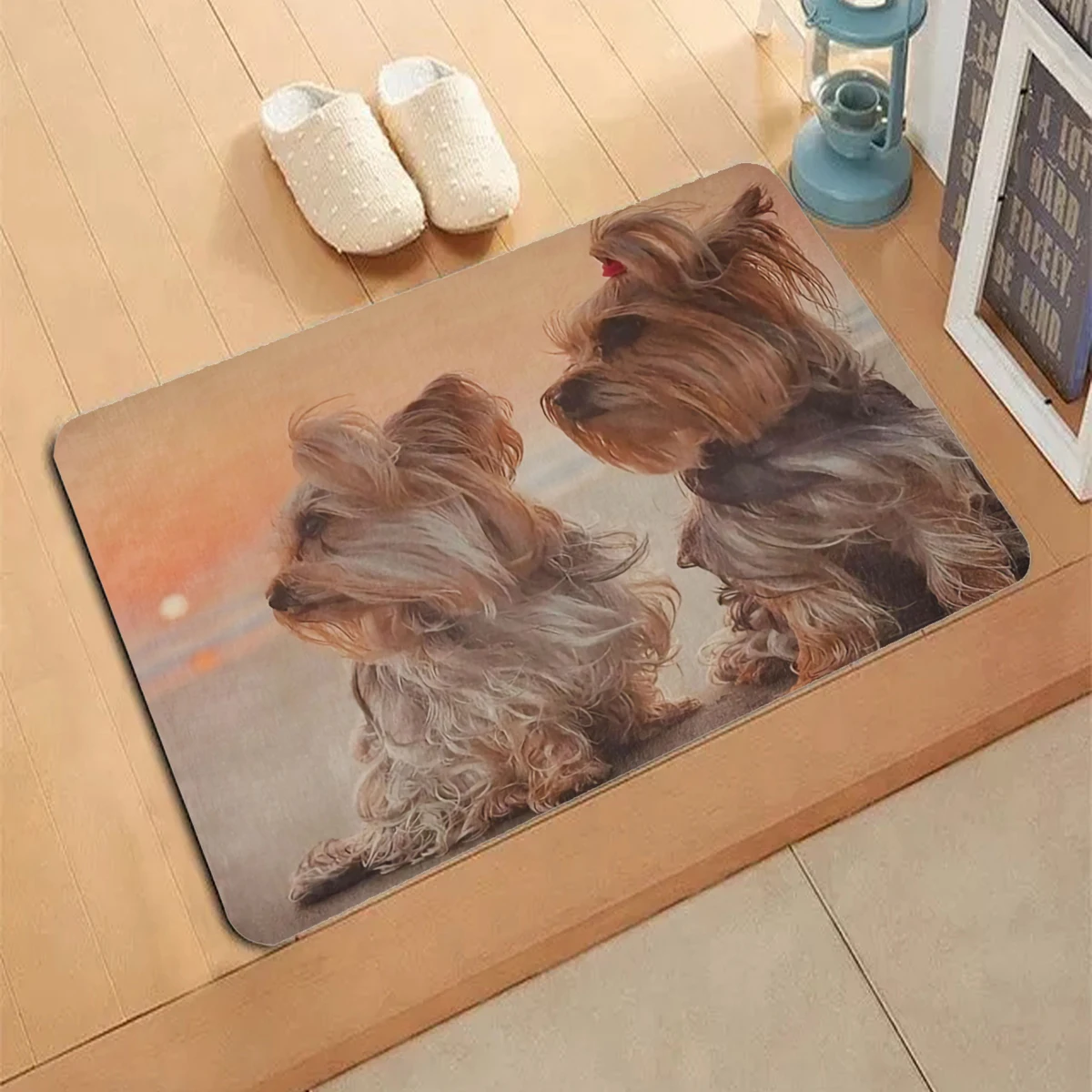 

British Maltese dog Doormat 3D Decor Print Pet Carpet Soft Flannel Non-Slip Doormats for Bedroom Porch