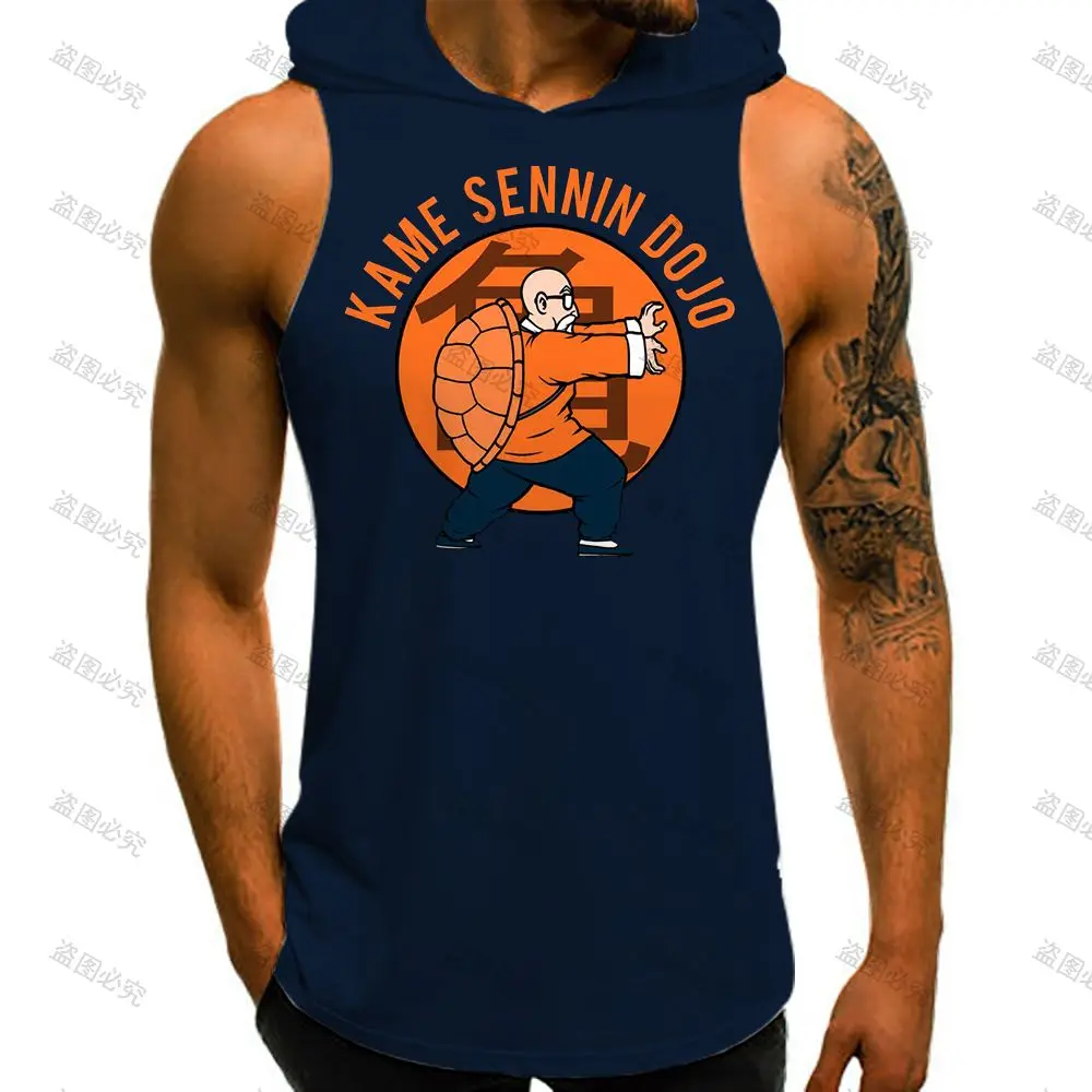 Anime Vest With Hood Gym Clothing Men Dragon Ball Z Summer High Street Bodybuilding New Harajuku Style Men Tank Top Streetwear