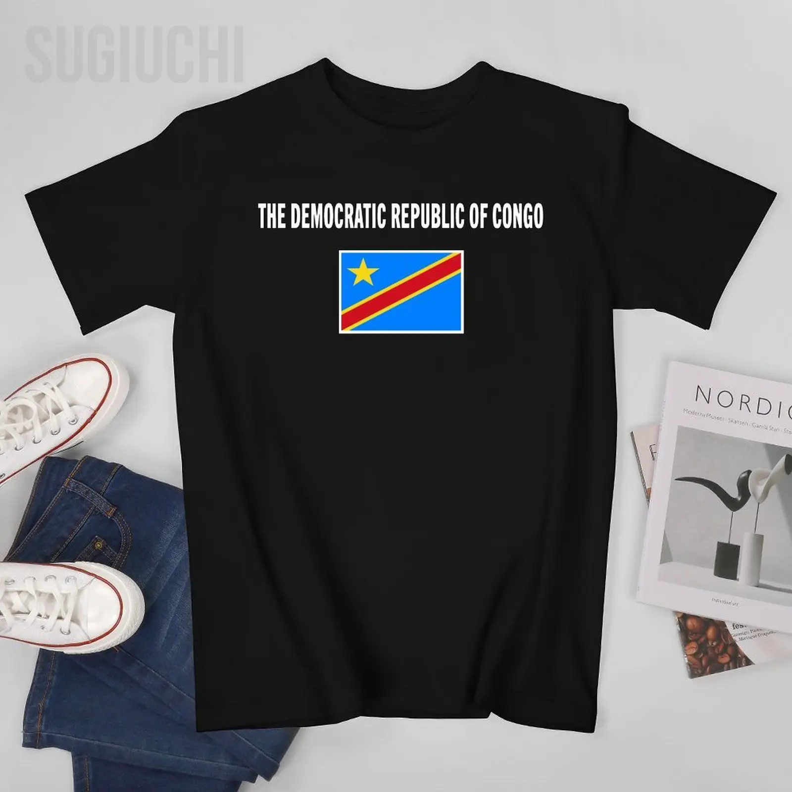Men Short T-Shirt DRC Democratic Republic of Congo Flag Tshirt Tees O-neck T Shirts Women Boys 100% Cotton Unisex