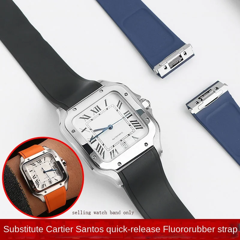 21mm high-quality fluororubber watch strap for Cartier new Sandos watchband WSSA0009 quick detachable soft waterproof wristband