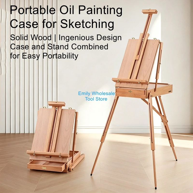 Portable Oil Painting Case, Foldable Art Supply Case, Telescoping Backpack Easel