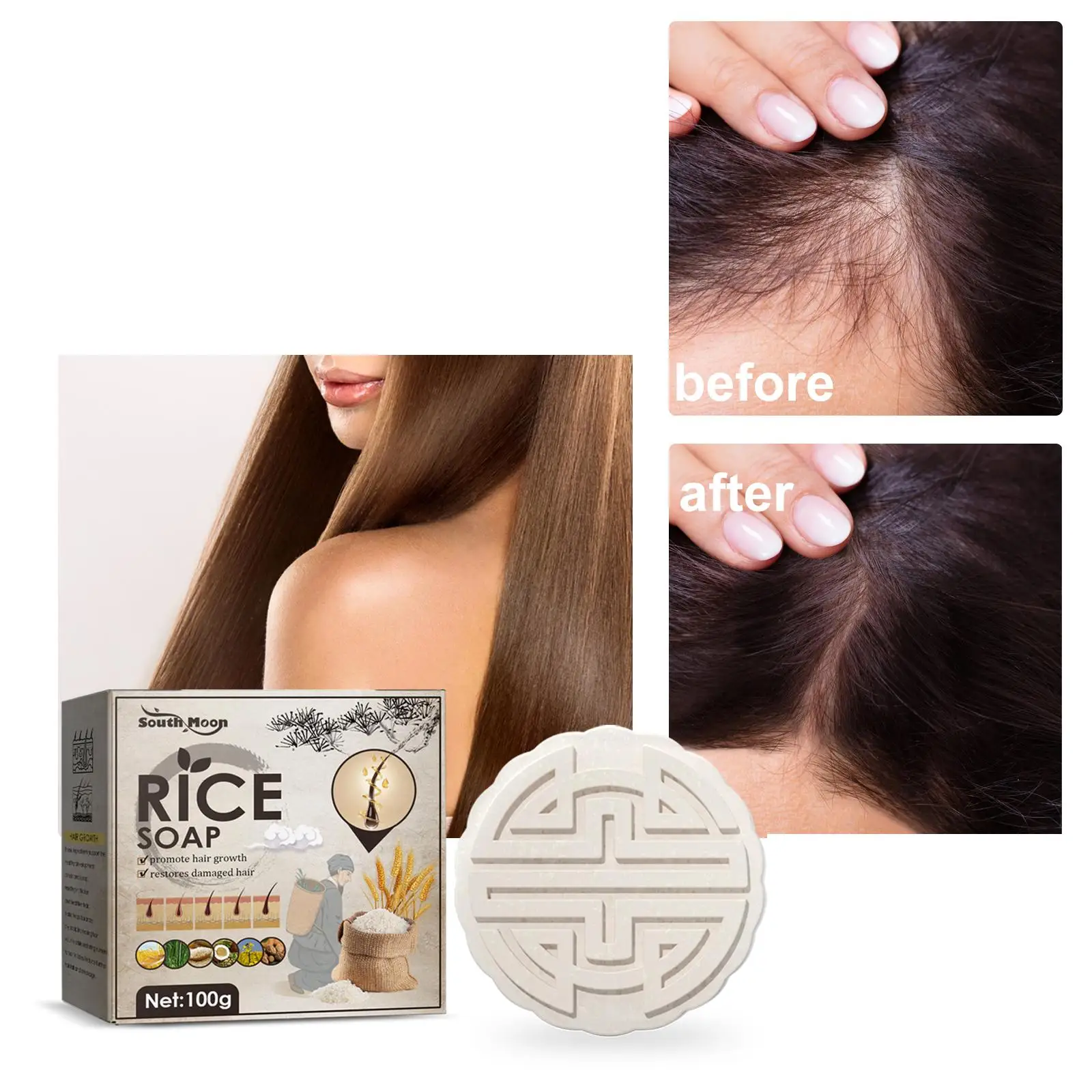 

Рис, питательное масло для волос, анти-твердый рост, сухие поврежденные девушки, женщины