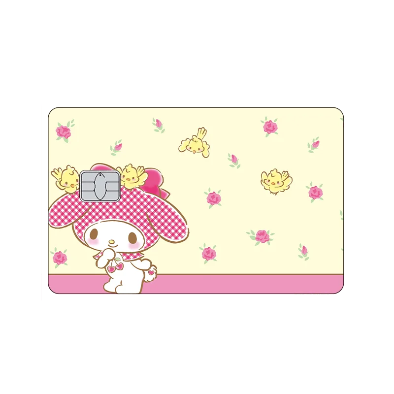 Cartoon Hello Kitty My Melody Girly Heart Anime Credit Card Skin Stickers Kawaii Bus Metro Card Glitter Waterproof Decal Decor