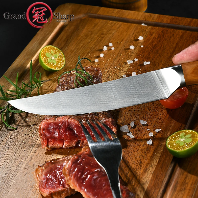 New Professional 5 inch German 1.4116 Steel Steak Knife Dinner Tableware Non Serrated Steak Knives Meat Cutter Tools GRANDSHARP