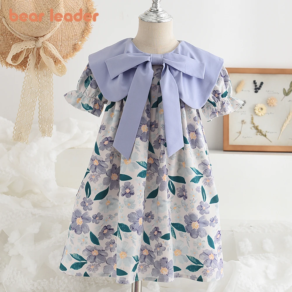 Bear Leader Korea Kids Baby Girls Dresses Bow Teen Summer Dress Midi Dresses Children Clothing Fashion Girl Floral Wedding Dress