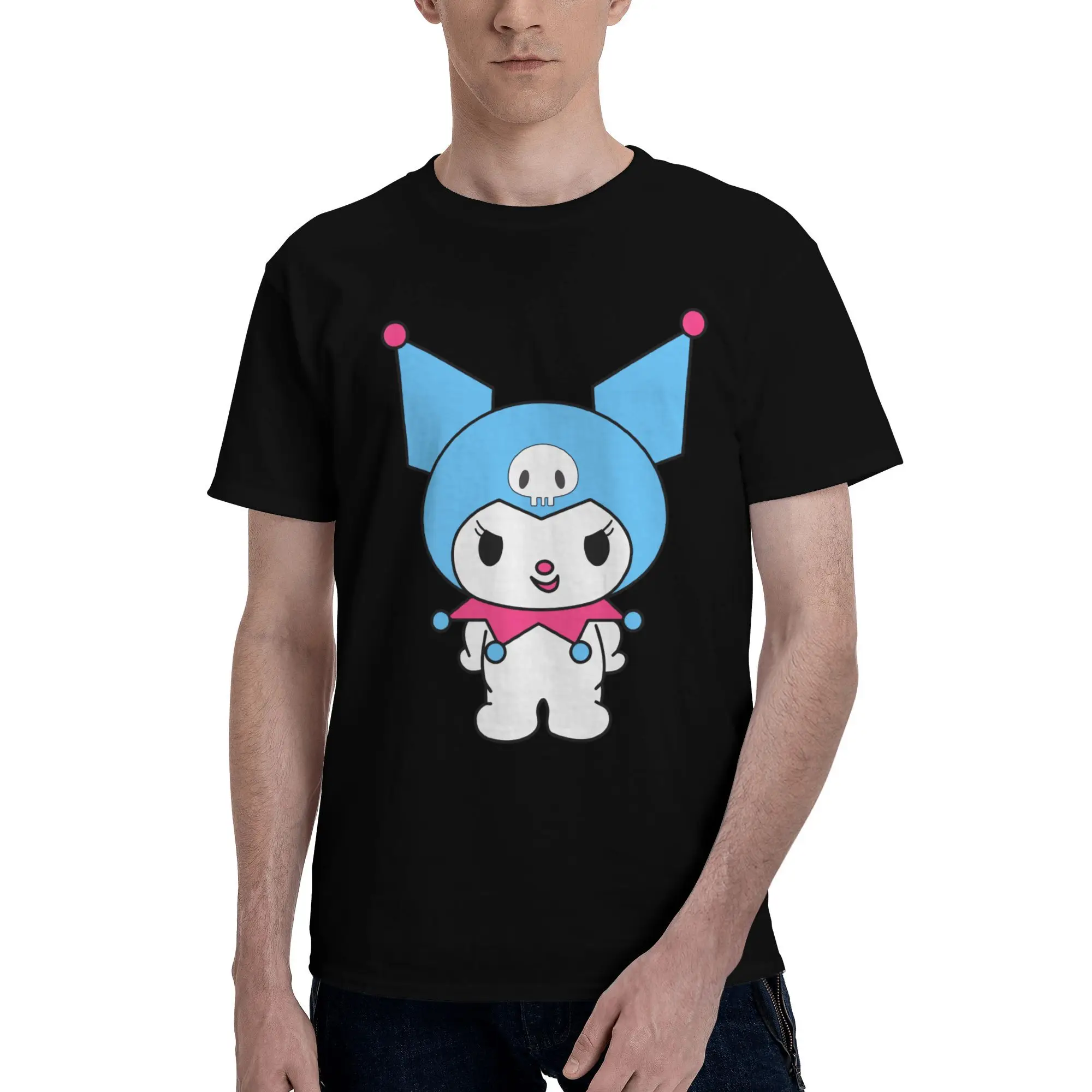 

Футболка с аниме Kuromi, мужская уличная футболка, хлопковая футболка с короткими рукавами, футболки с комиксами, идея подарка, одежда