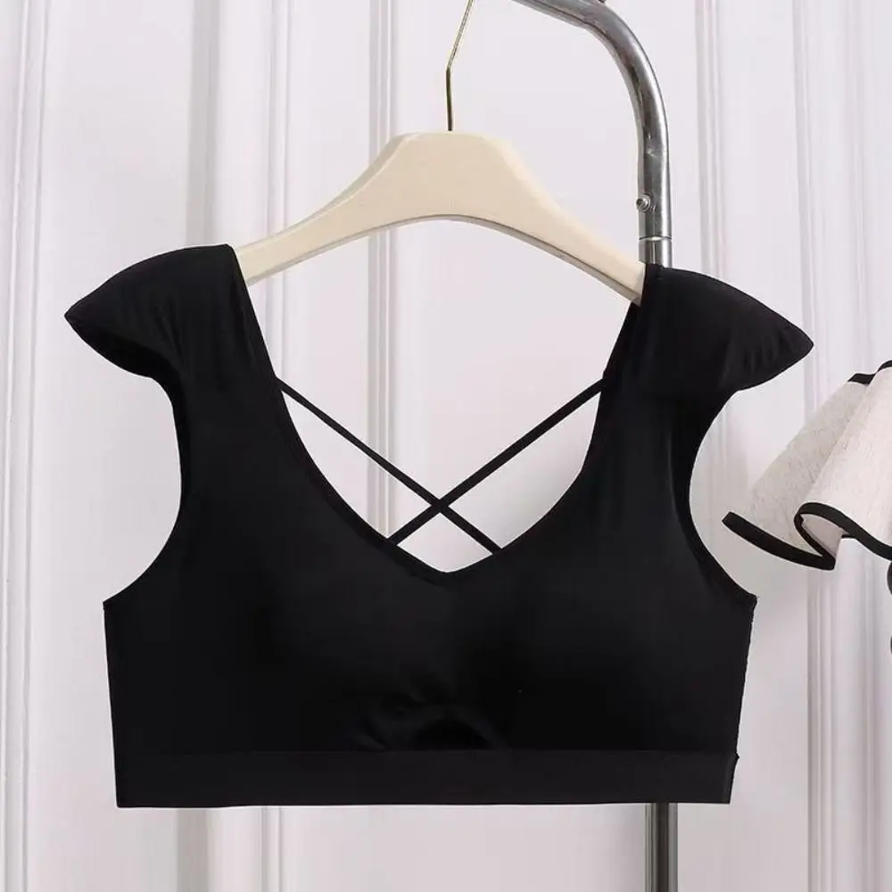 

Invisible Right-angled Shoulder Underwear Deep V Seamless Wireless Bra Lingerie Cross Straps Underwear for Women Body Shaping