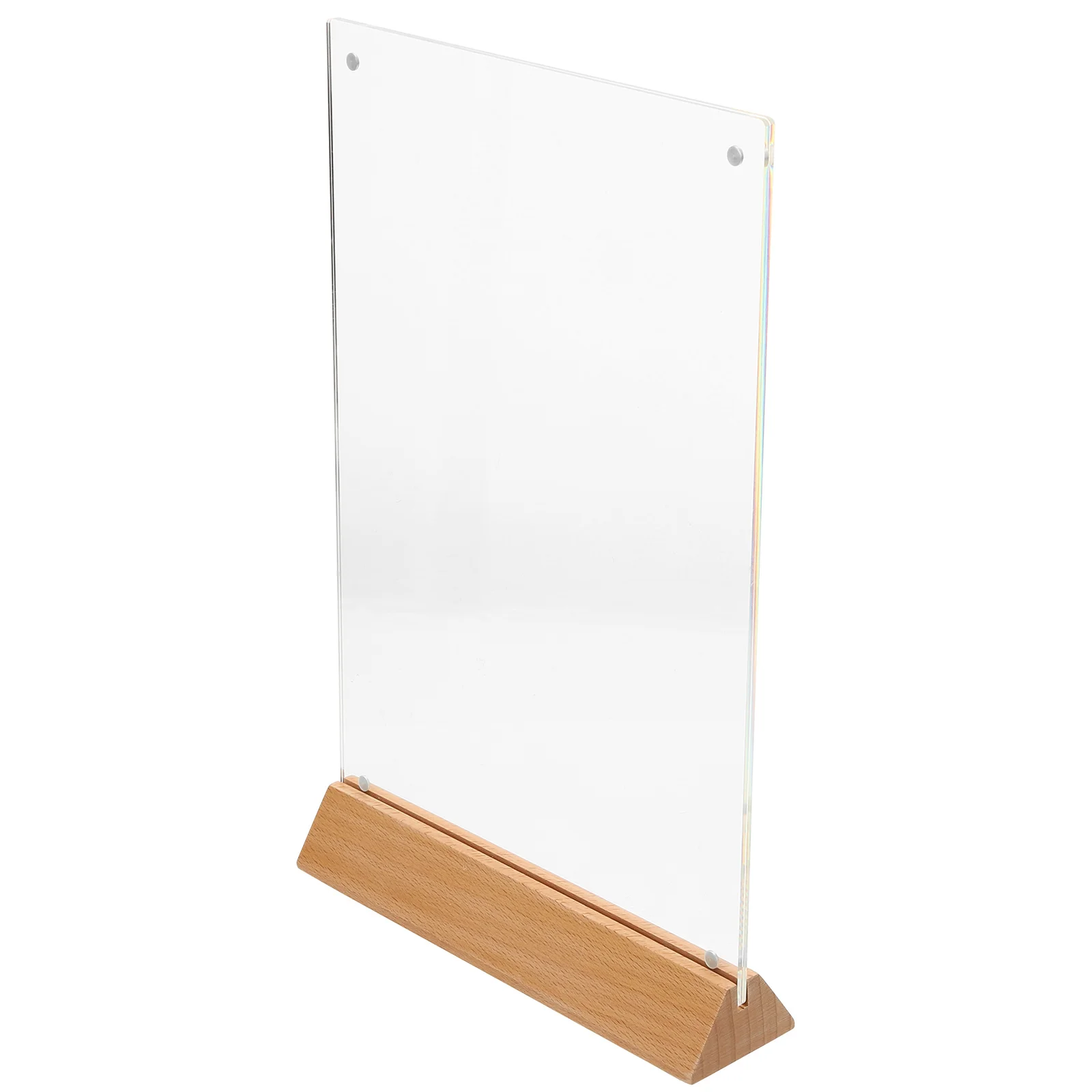 Acrylic Sign Holder Display Rack Price Tags Tabletop Menu Label Holder Wooden Base Clear Durability Wide Usage Retail