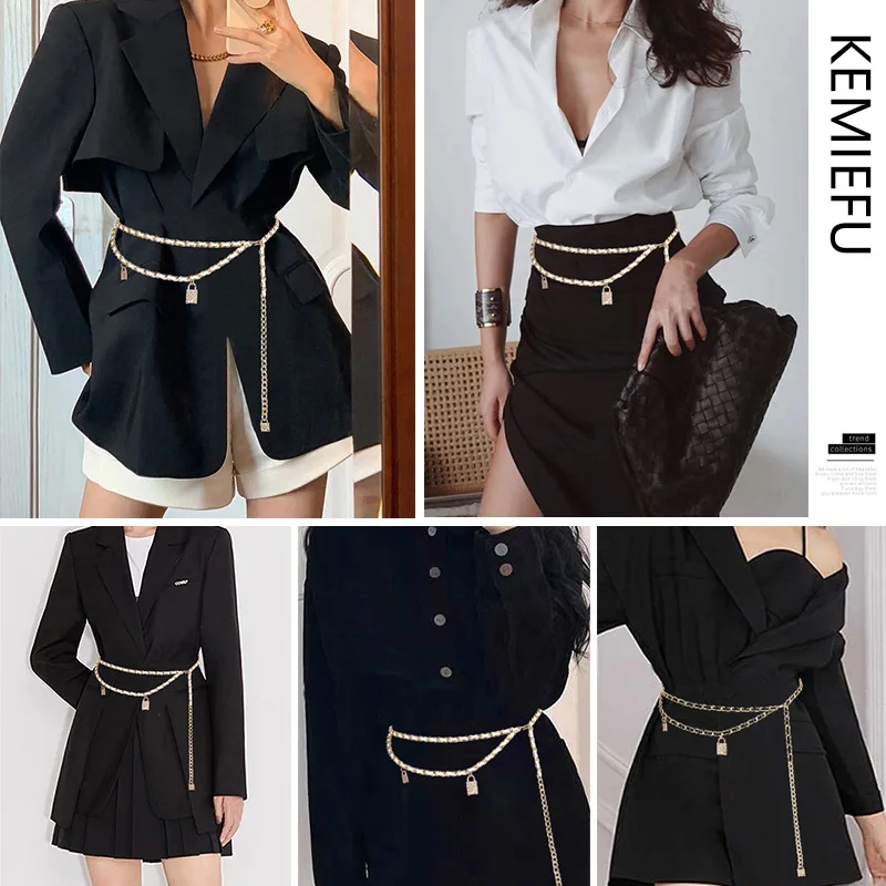 Xiaoxiangfeng Rantai Pinggang Rok Wanita Setelan Dekoratif Kelas Atas Logam Sabuk Rantai Sweter Aksesori Rantai Celana Baru