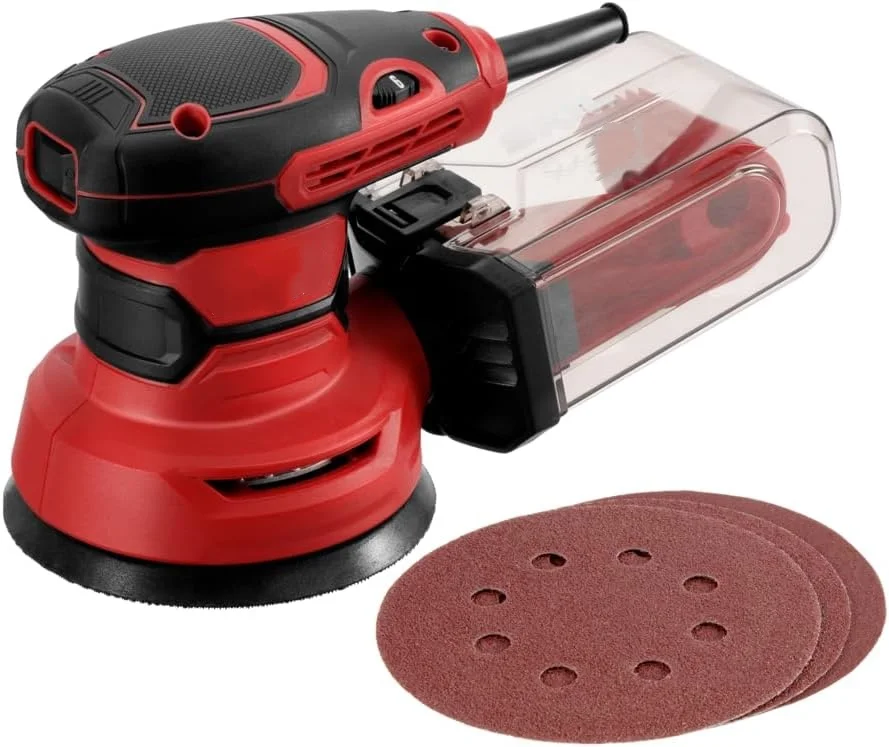 JDK 5 Inch Random Orbital Sander with Cyclonic Dust Box 3pc Sanding Sheet - SR211601, Multicolor