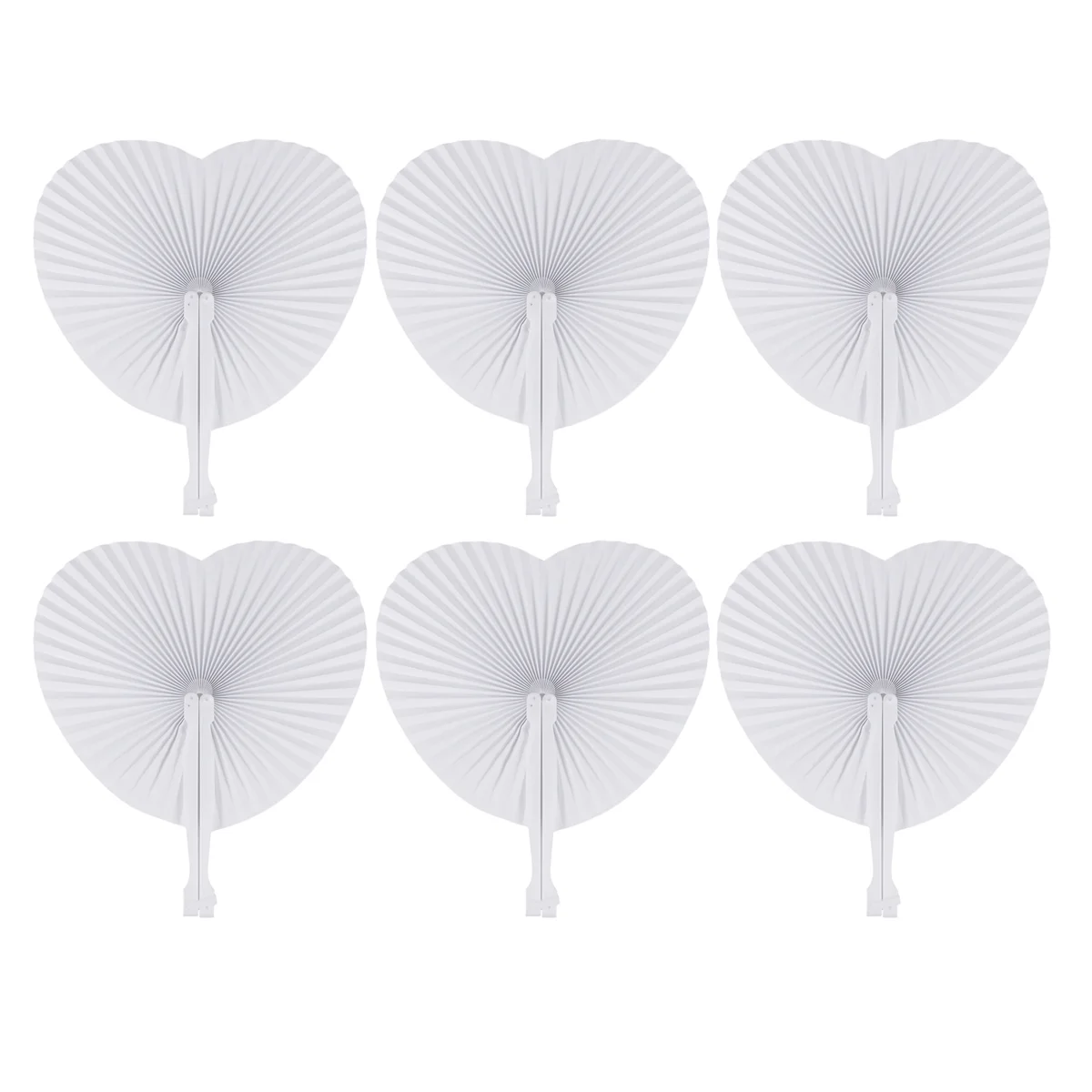 

48 Pcs Heart Shape Paper Wedding Decor Folding Party Favor Fans Blank White Handmade Decorative Fans for Home Decor