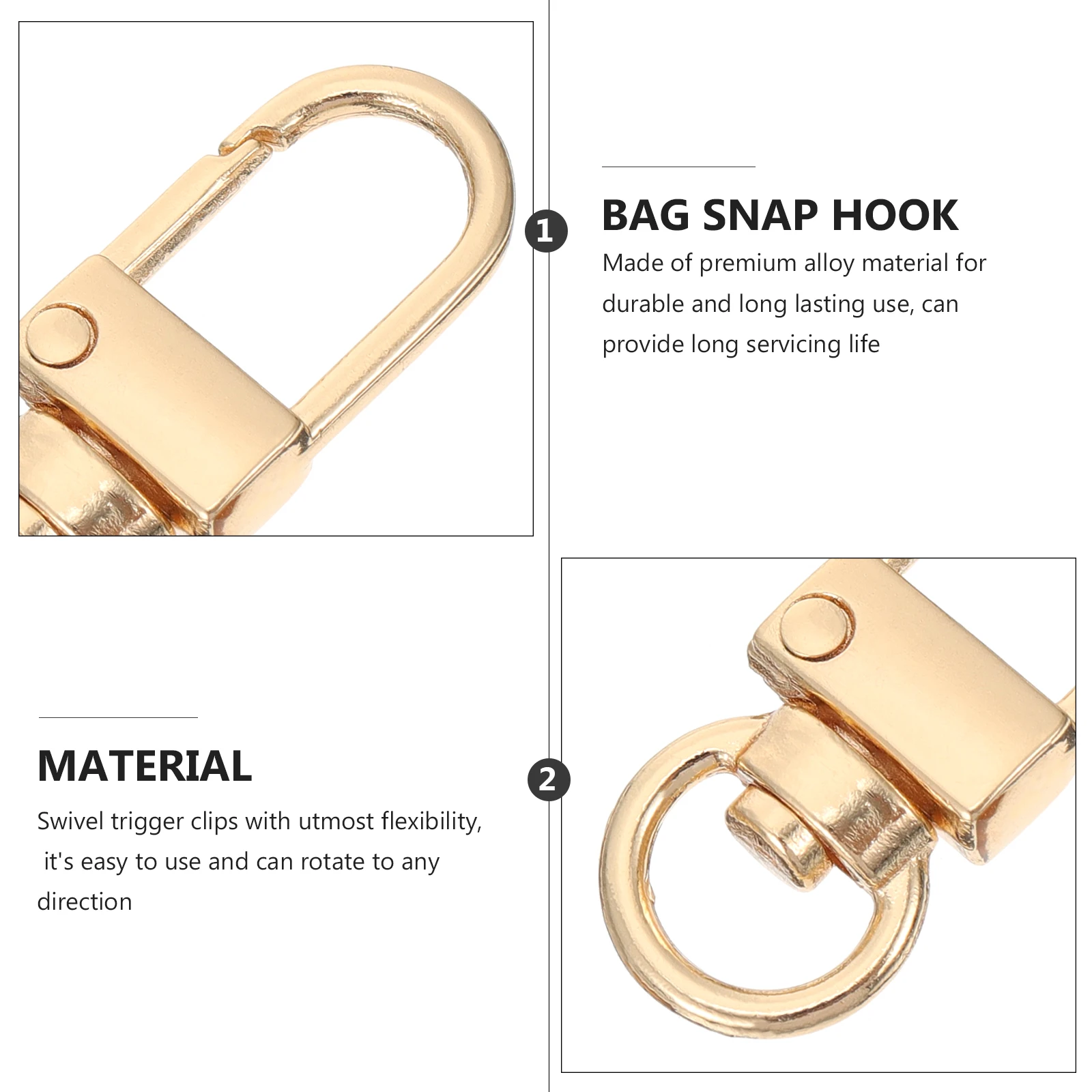 

15Pcs Versatile Zinc Alloy Snap Hook Key Clasp Ideal for Handbag and Craft Projects