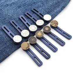 6Pcs Sewing Buttons Adjustable Disassembly Retractable Jeans Waist Button Metal Extended Buckles Pant Waistband Expander