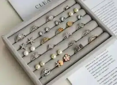 Boîte à bijoux en velours doux, MELStorage EvaluGray, Boucles d'oreilles, Collier, Pendentif, Bracel