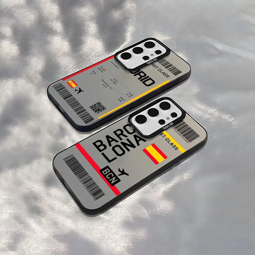 طائرة السفر تذكرة اسبانيا قضية الهاتف لسامسونج غالاكسي S25 حافة S24 S23 S22 S21 S20 الترا فوندا سيليكون الفضة جراب هاتف #1