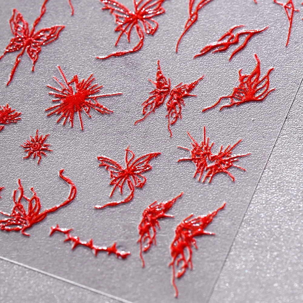 1개 5D 할로윈 네일 스티커 호박/빨간 눈알/해골/만다라 꽃 휴일 네일 아트 데칼 셀프 접착 매니큐어 슬라이더