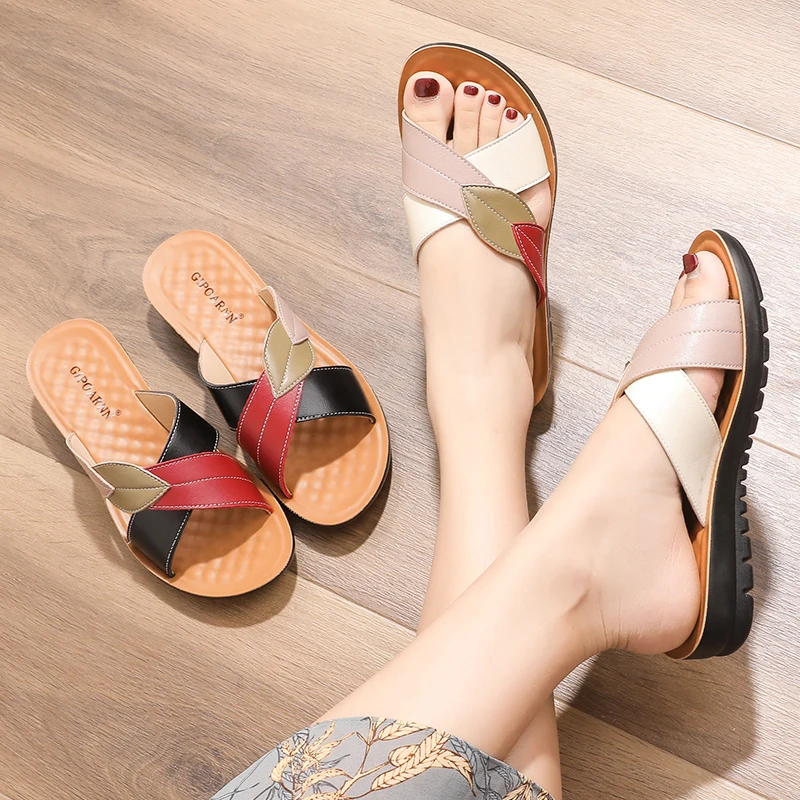 

Women's Slippers,Mom's Sandals Middle-aged and Elderly Flip-flops for Outdoor Wear Anti-slip Summer Shoes Casual