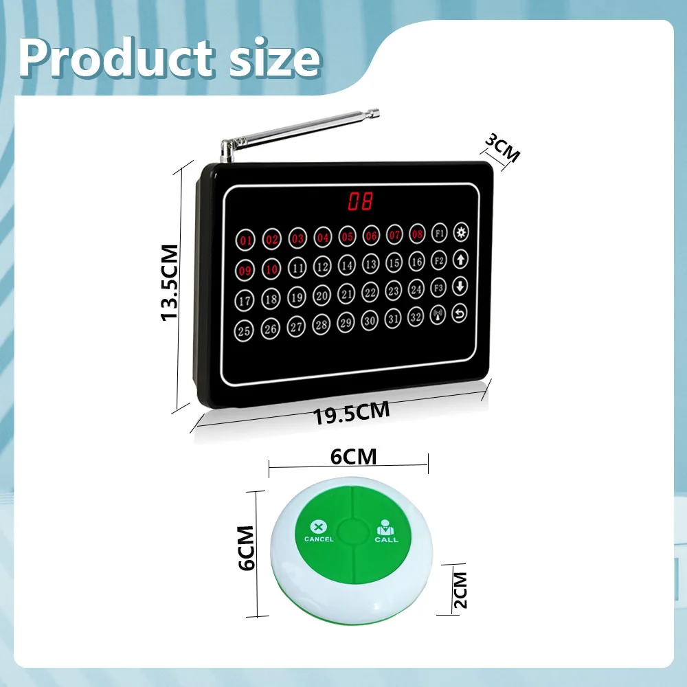 Imagem -05 - Wireless Table Call System For Restaurant Serviço de Garçom Botões Pager Chamar Cancelar Chave 32 Números