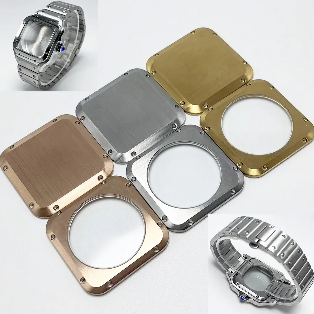 La coque arrière transparente carrée de 33,4 mm convient comme pièce de rechange pour le boîtier carré en acier inoxydable de la montre NH35.