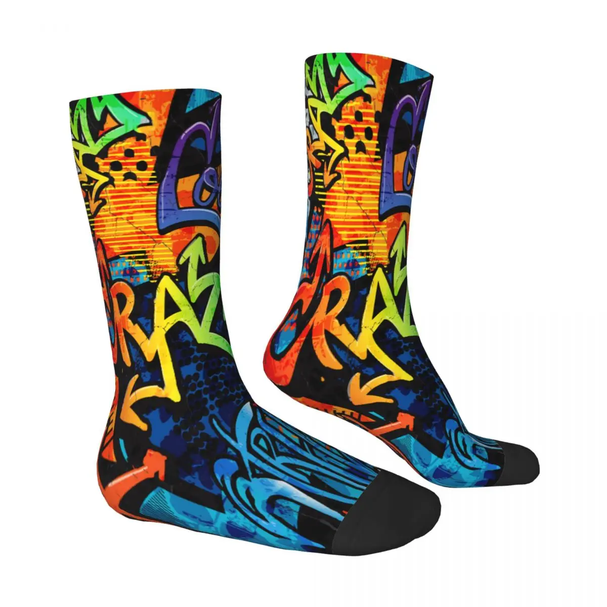 Graffiti Bricks Paint Drips Words Graffiti Art Pattern Socks Male Mens Women Spring Stockings Polyester