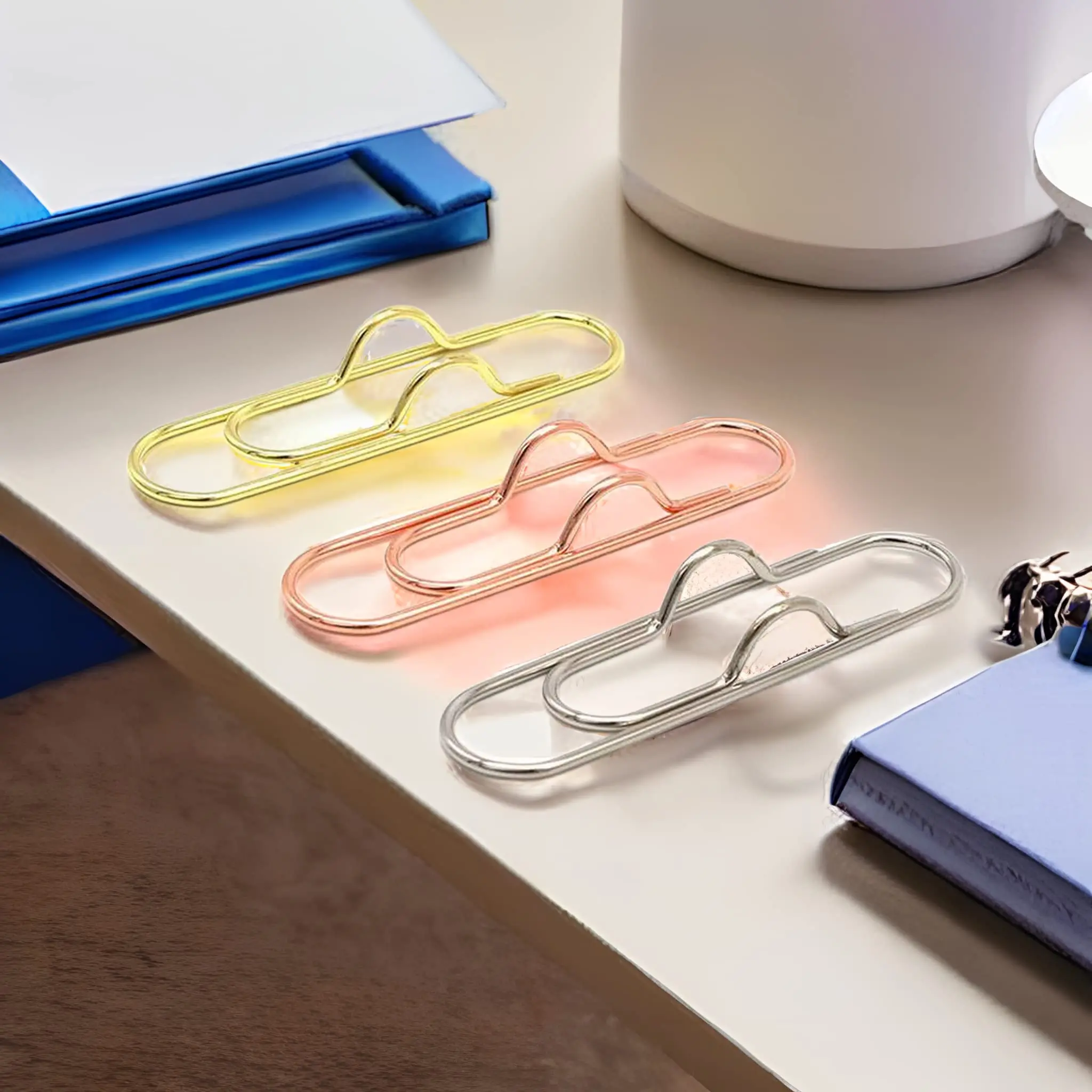 Monking 6/12/18/24Pcs Paperclips Multifunctional Paper Fix Metal Pen Holder Clip Journal Document Clips Notebook Pin Accessories