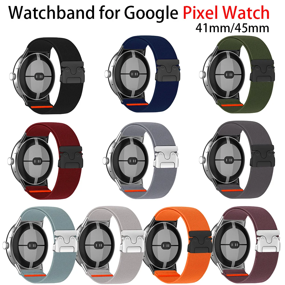 

Elastic Nylon Watchband for Google Pixel Watch 4 3 2 1 41mm 45mm Parachute Style Buckle Sport Watch Strap