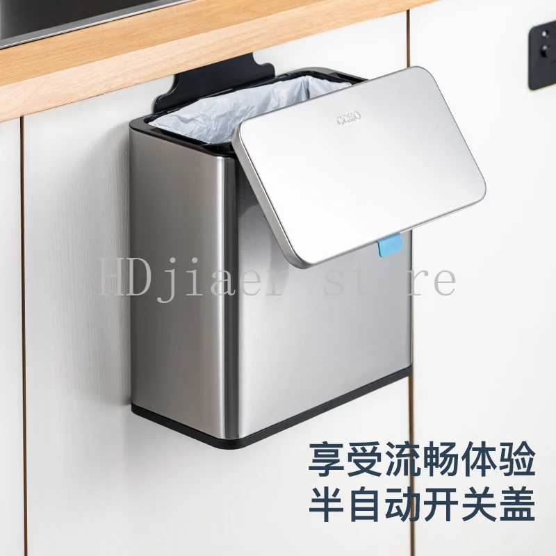

Household kitchen garbage bin stainless steel hanging classification countertop wall mounted cabinet