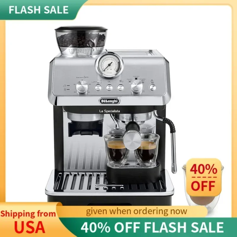 QWQWDe’Longhi EC9155MB, Эспрессо-машина с кофемолкой, Чашка для кофе и капучино с профессионалом, комплект из нержавеющей стали для бариста в комплекте, 1450 Вт