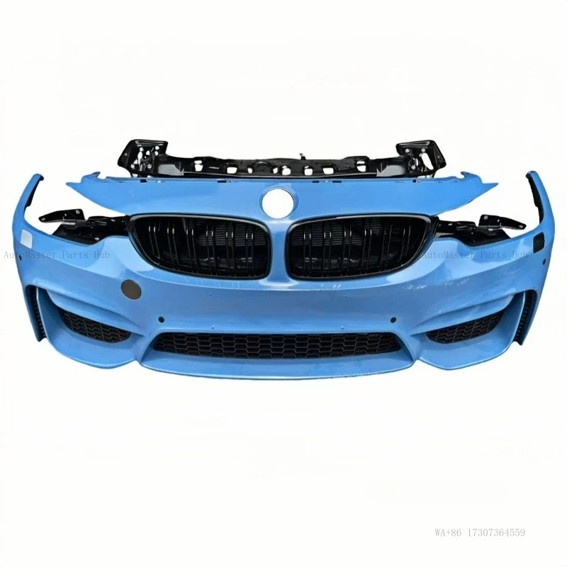 

Бампер передний M3F80 (14-18) с решеткой радиатора и вентилятором, б/у, включает вырезы под противотуманные фары и другие детали